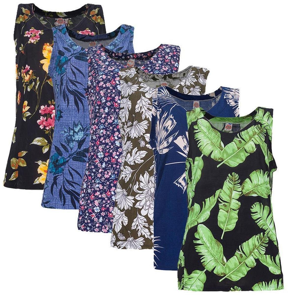 Kit 6 Blusas Regata Liganete Feminina Gola V Senhora - Caramelo+Vermelho Menor preço em Kit 6 Blusas Regata Liganete Feminina Gola V Senhora - Caramelo+Vermelho