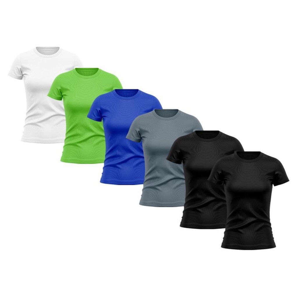 Kit 6 Camiseta Feminina Dry Proteção Solar UV Lisa Treino Academia Passeio Ciclismo Camisetas