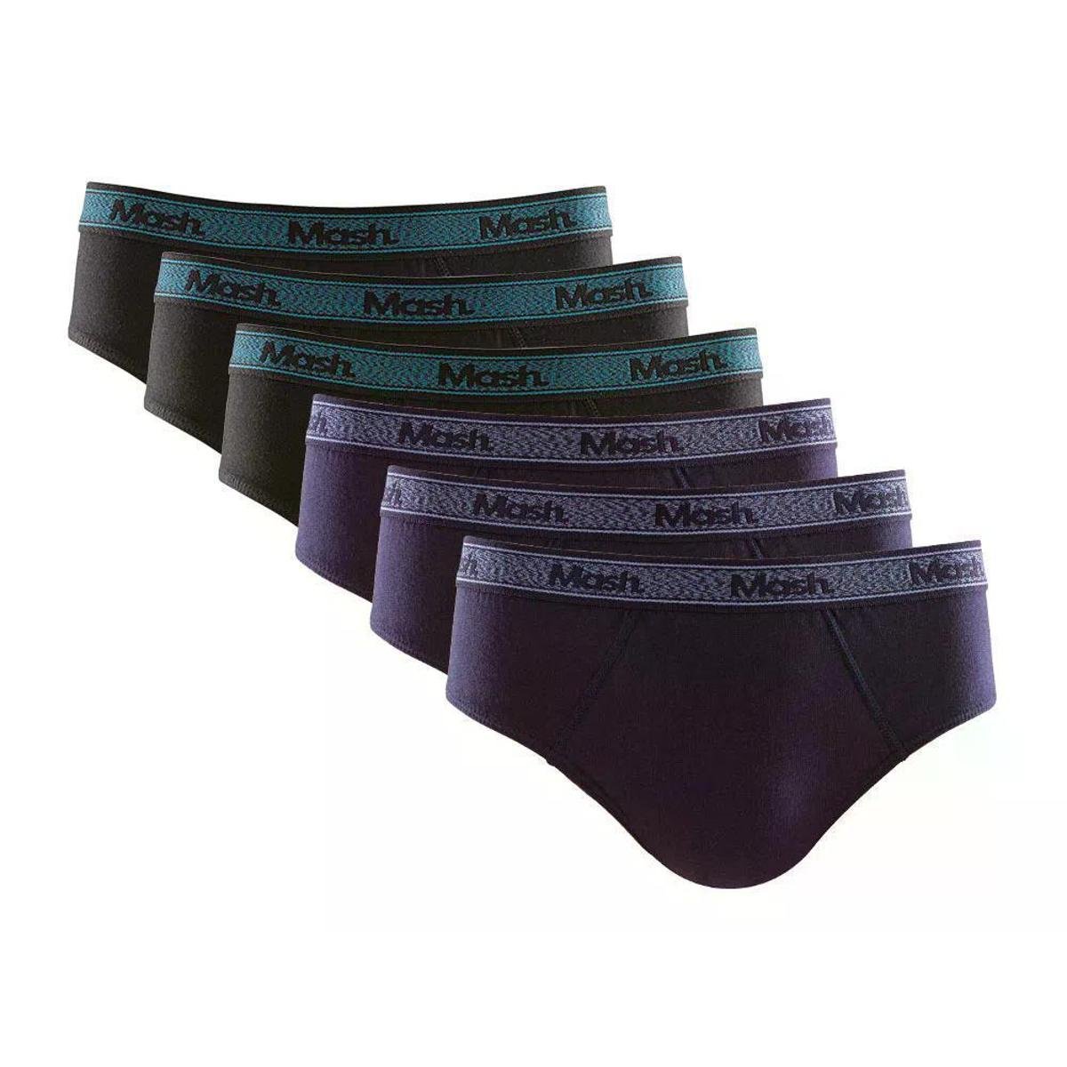 Kit 6 Cueca Mash Slip Algodão Elástico Binado Confortável - Preto+Areia Menor preço em Kit 6 Cueca Mash Slip Algodão Elástico Binado Confortável - Preto+Areia