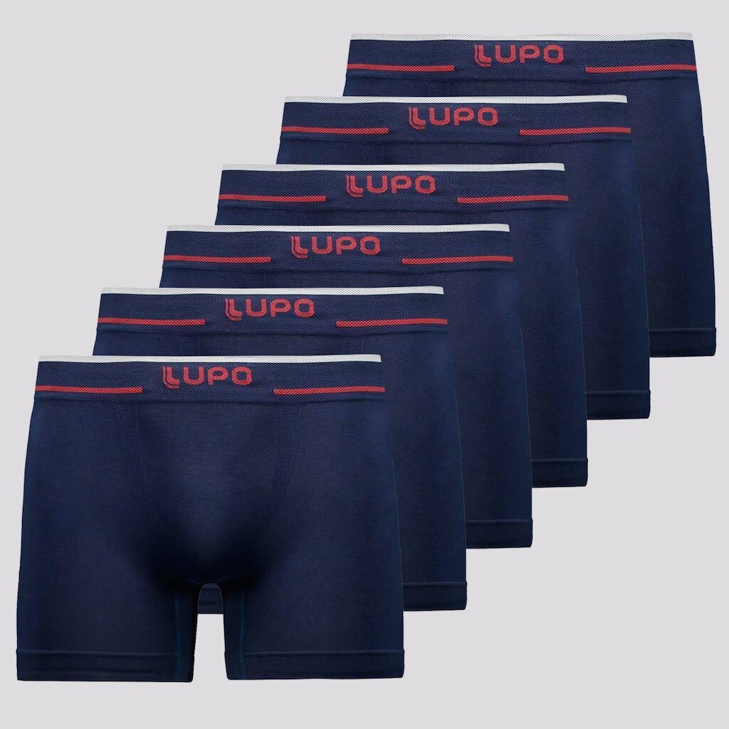 Kit 6 Cuecas Boxer Lupo Microfibra Sem Costura Mar