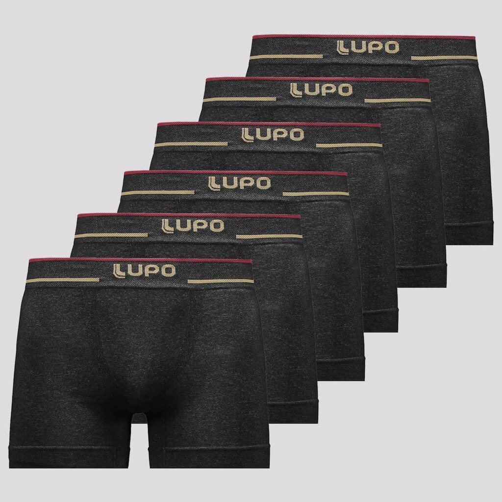 Kit 6 Cuecas Boxer Lupo Microfibra Sem Costura Pre