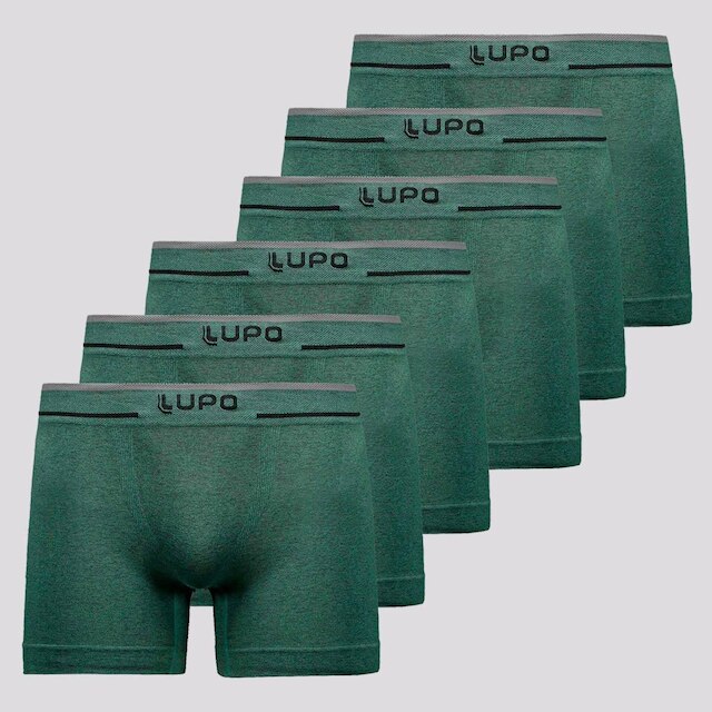 Kit 6 Cuecas Boxer Lupo Microfibra Sem Costura Verde