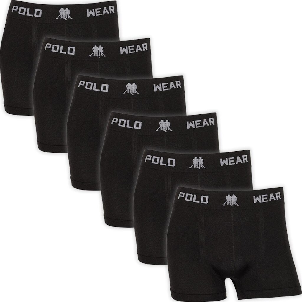 Kit 6 Cuecas Boxer Polo Wear Masculina Poliéster Sem Costura Cueca Box Adulto Confortável Atacado