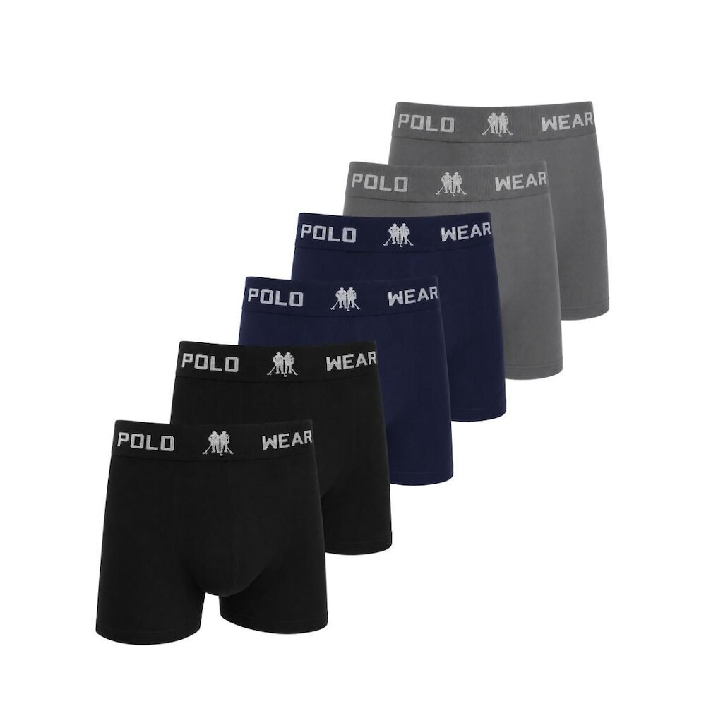 KIT 6 Cuecas Boxer Polo Wear Sem Costura Microfibra Oficial