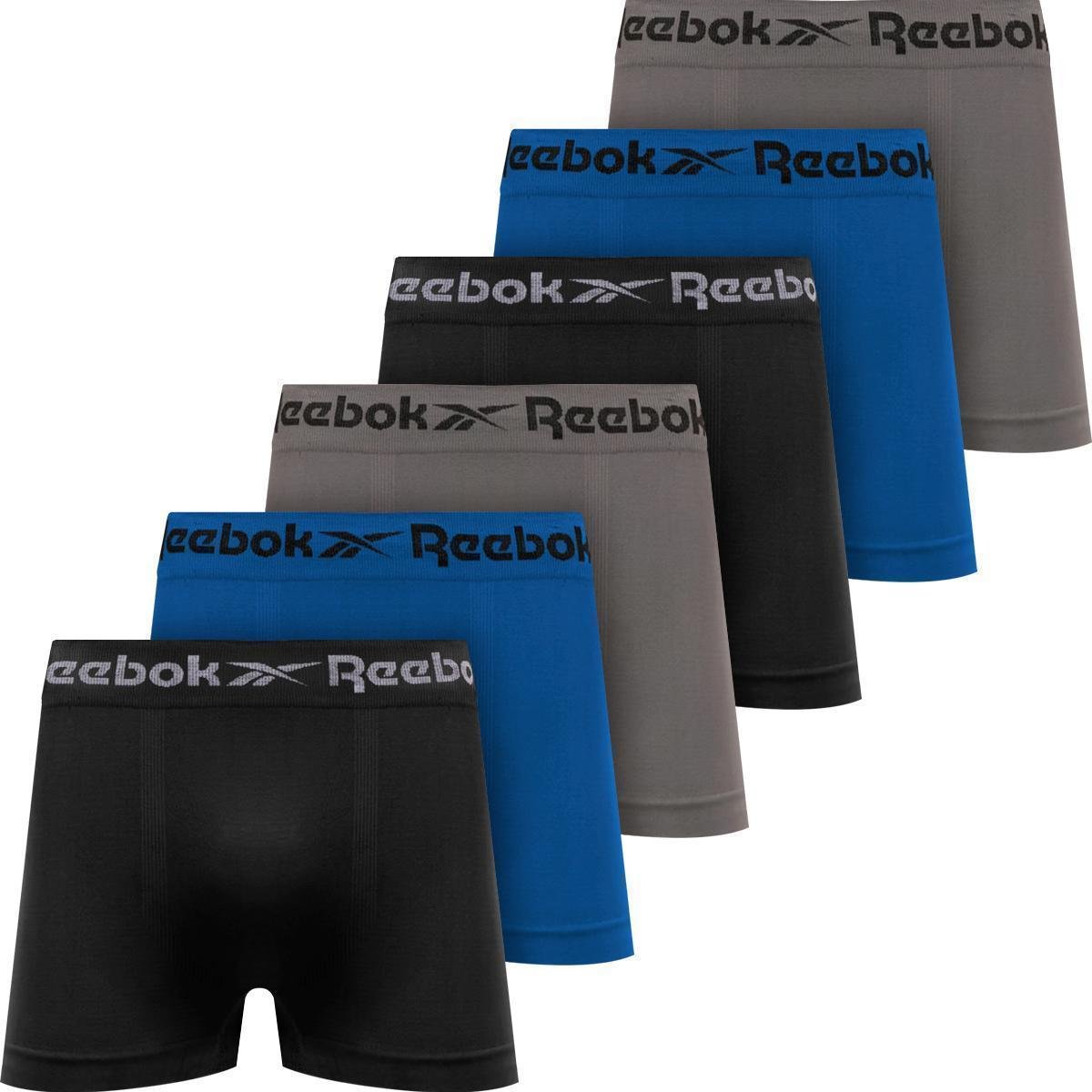 Kit 6 Cuecas Boxer Reebok Cueca Poliéster Masculina Box Sem Costura Original Menor preço em Kit 6 Cuecas Boxer Reebok Cueca Poliéster Masculina Box Sem Costura Original