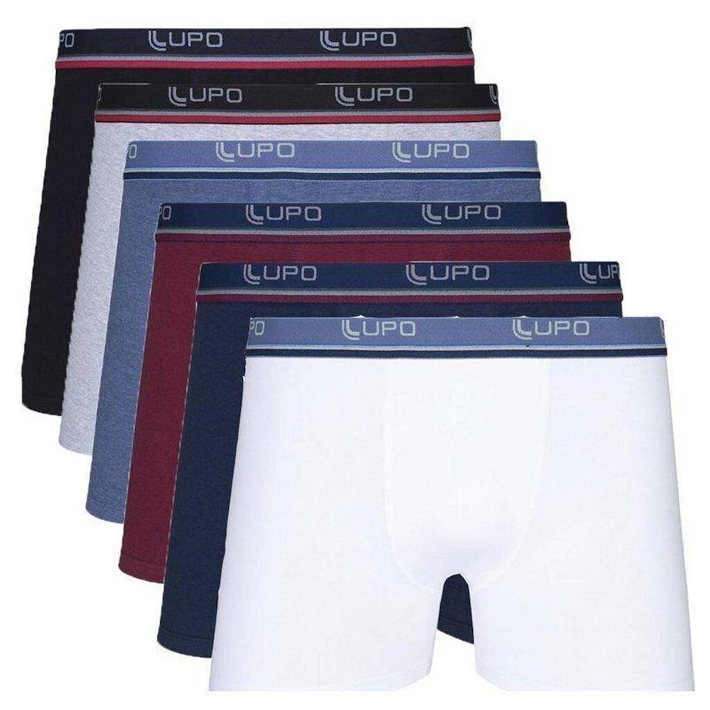 Kit 6 Cuecas Lupo Boxer Cotton Confort