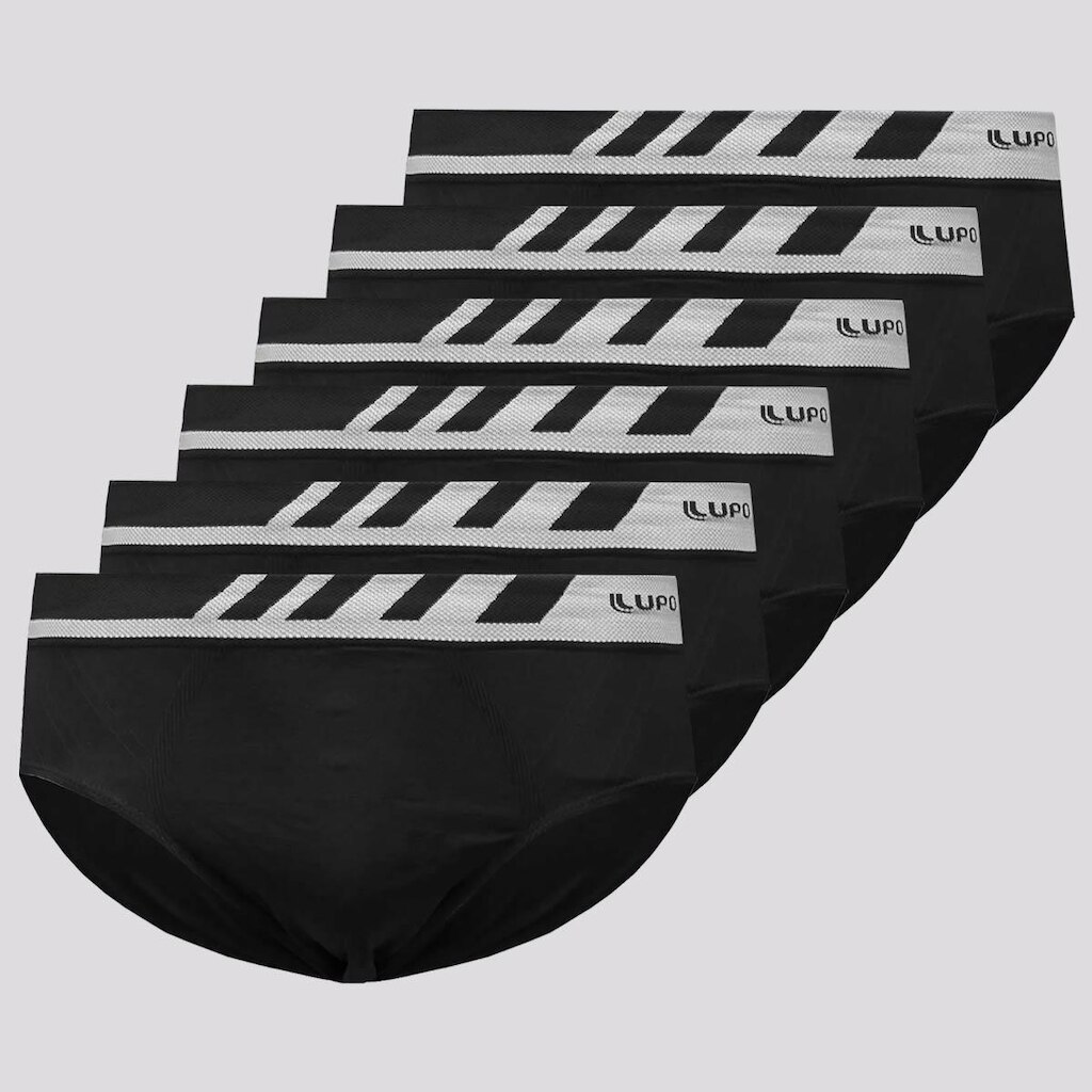 Kit 6 Cuecas Slip Lupo Microfibra Sem Costura Pret