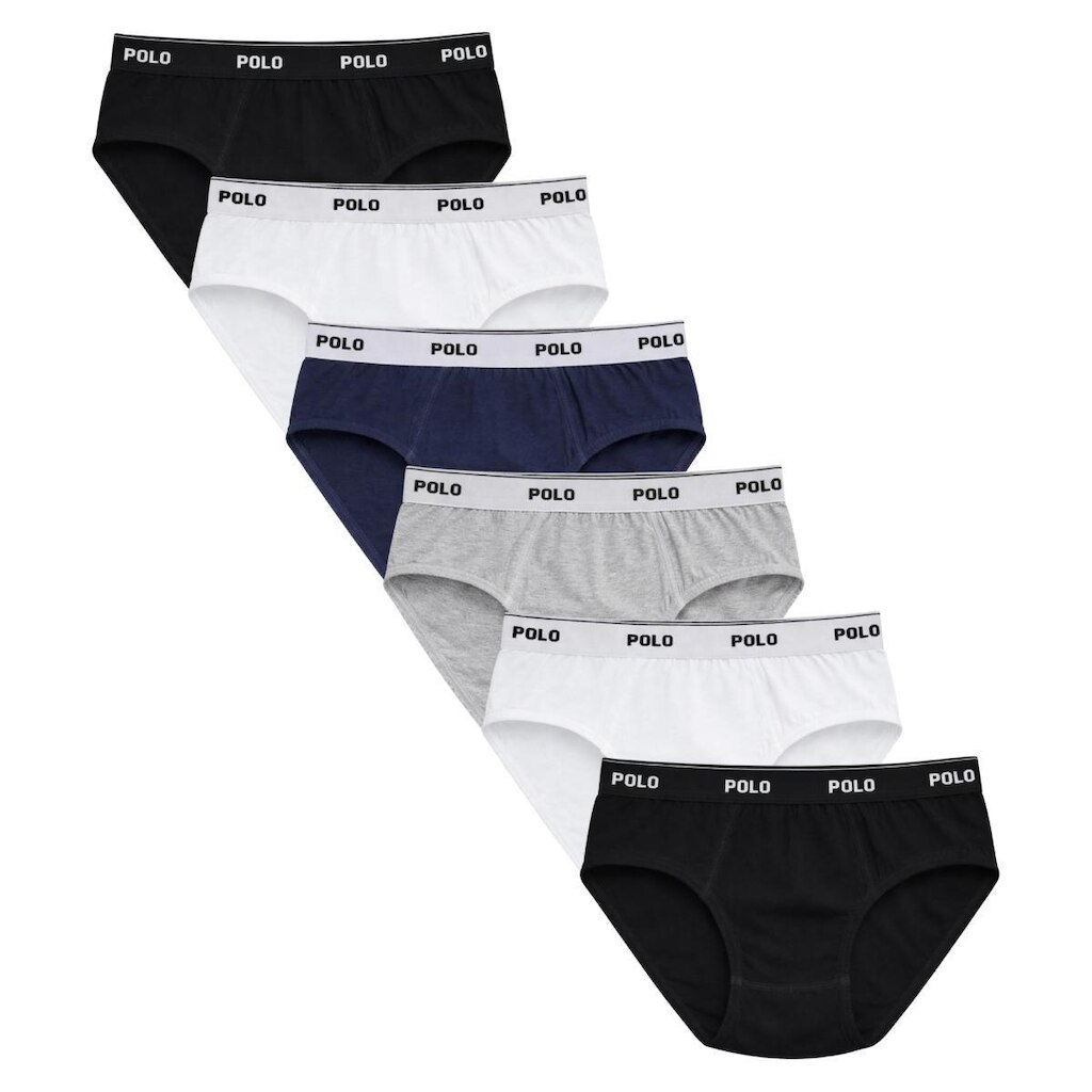 Kit 6 Cuecas Slip Polo Cotton Kids Infantil Algodão Forro Duplo Confortável