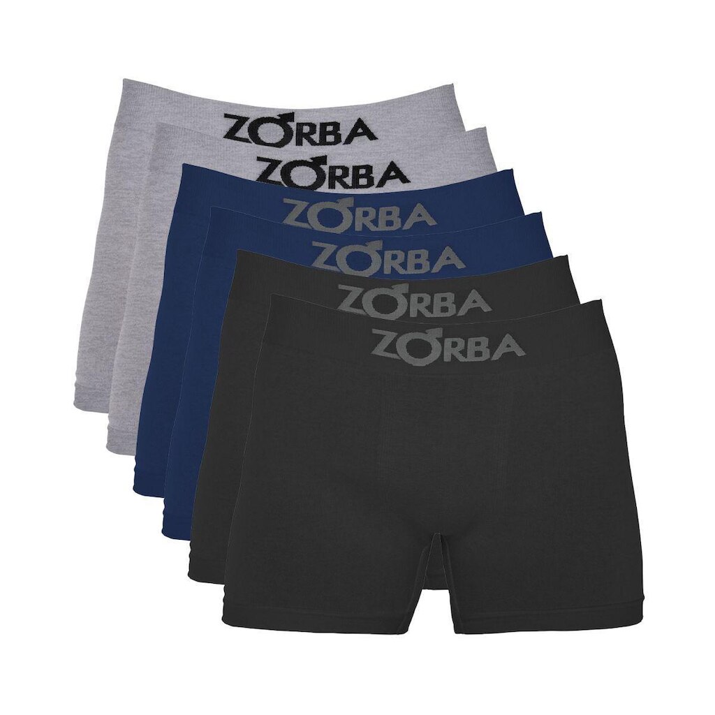Kit 6 Cuecas Zorba Boxer sem Costura Algodão 781 Pto/Mho/Mes - GG