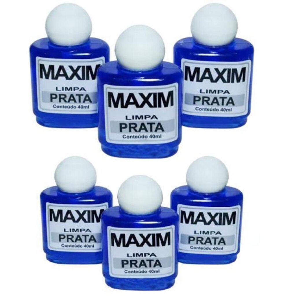 Kit 6 Limpeza Prata 925 Maxim 40ml Azul Original Liquido Atacado