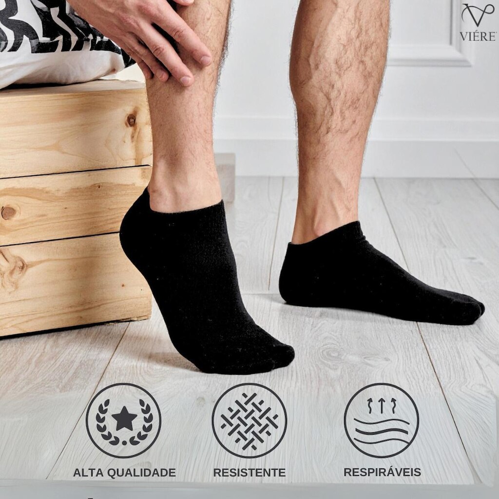 Kit 6 Par Meia Curta Soquete Masculina Cano Baixo Respirável