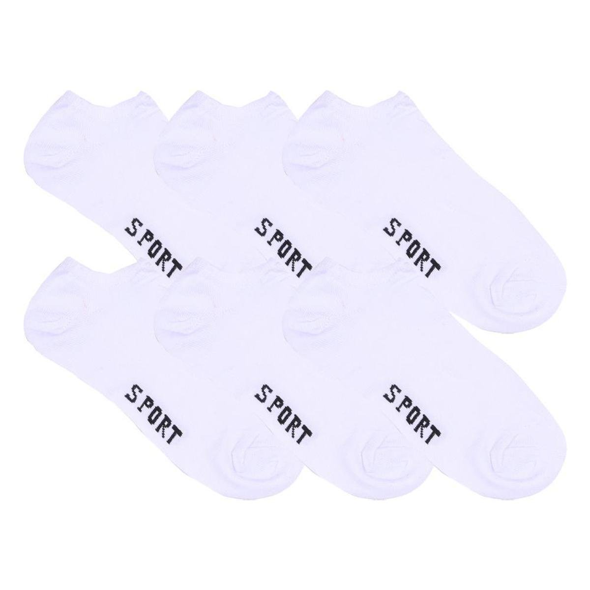 Kit 6 Pares de Meia Sapatilha Masculina Invisível Branca - Branco Menor preço em Kit 6 Pares de Meia Sapatilha Masculina Invisível Branca - Branco