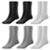 Kit 6 Pares de Meias Masculina Cano Alto Tamanho Único 37 ao 44 Algodão Confortável Dia a Dia Casual - Cinza+Preto