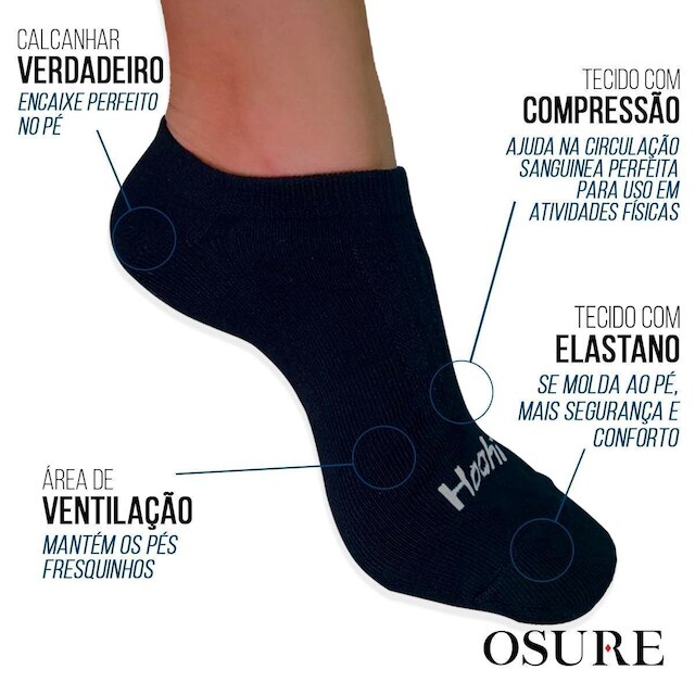 Kit 6 Pares Meia Hoahi Sapatilha Algodão Macia Confortável Unissex