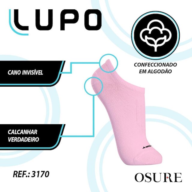 Kit 6 Pares Meias Lupo Algodão Masculina Meia Feminina Soquete Curto Baixo Atacado