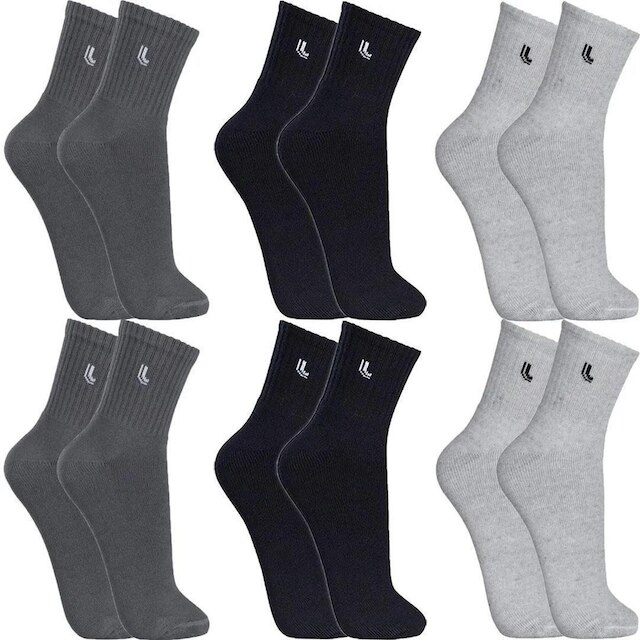 Kit 6 Pares Meias Lupo Masculina Algodão Meia Cano Médio Atacado Academia Esportiva