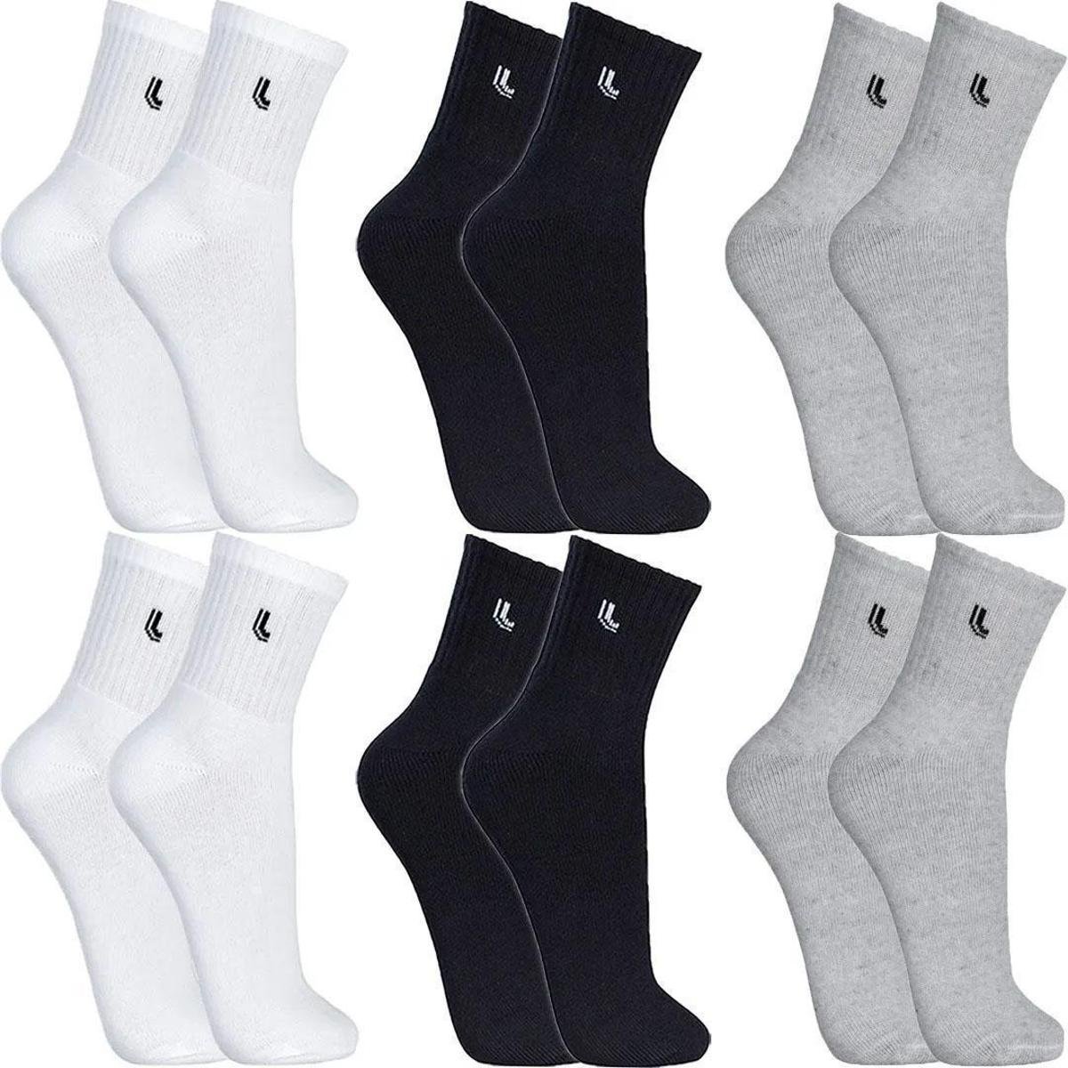 Kit 6 Pares Meias Lupo Masculina Algodão Meia Cano Médio Atacado Academia Esportiva Menor preço em Kit 6 Pares Meias Lupo Masculina Algodão Meia Cano Médio Atacado Academia Esportiva