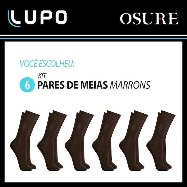 Kit 6 Pares Meias Lupo Social Masculina Meia Algodão Cano Alto Longo Atacado Original 1210