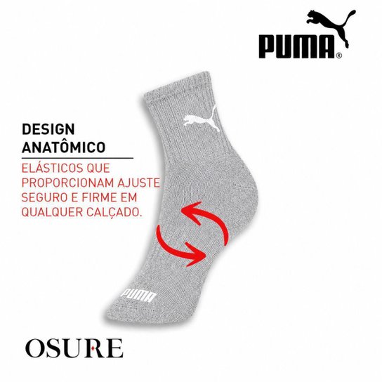 Kit 6 Pares Meias Puma Cano Médio Algodão Meia Atoalhada Adulto Masculino Feminino Original