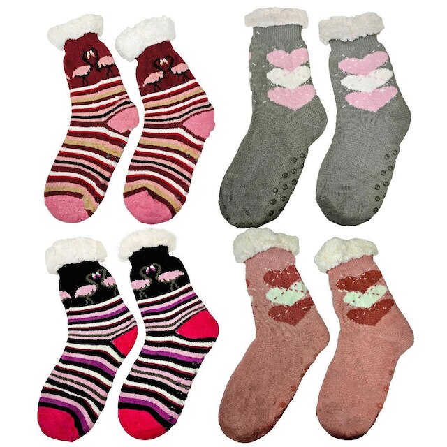 Kit 6 Pares Meias Térmica Forrada Feminino antiderrapante de Frio Inverno Quentinha