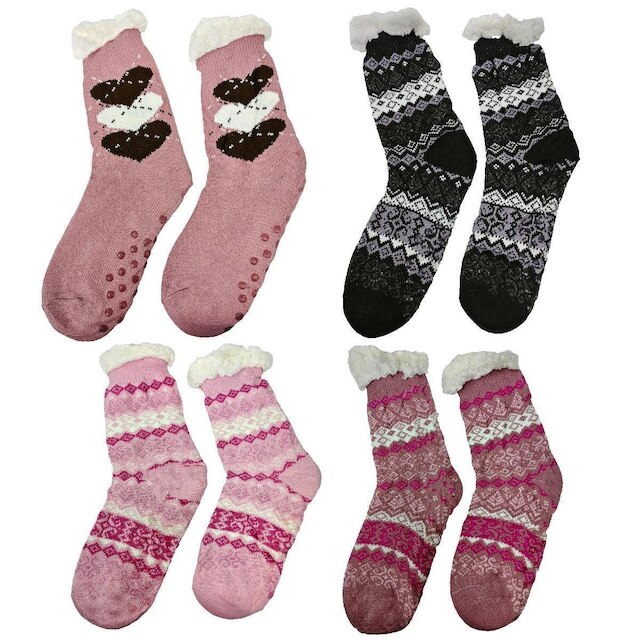 Kit 6 Pares Meias Térmica Forrada Feminino antiderrapante de Frio Inverno Quentinha