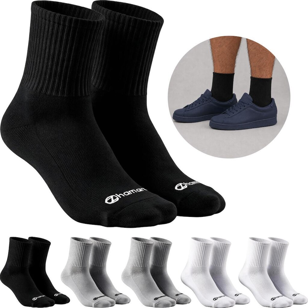 Kit 6 Pares Meias Zhamaro Cano Médio Algodão Atoalhada Masculina Feminina Confortável Grossa