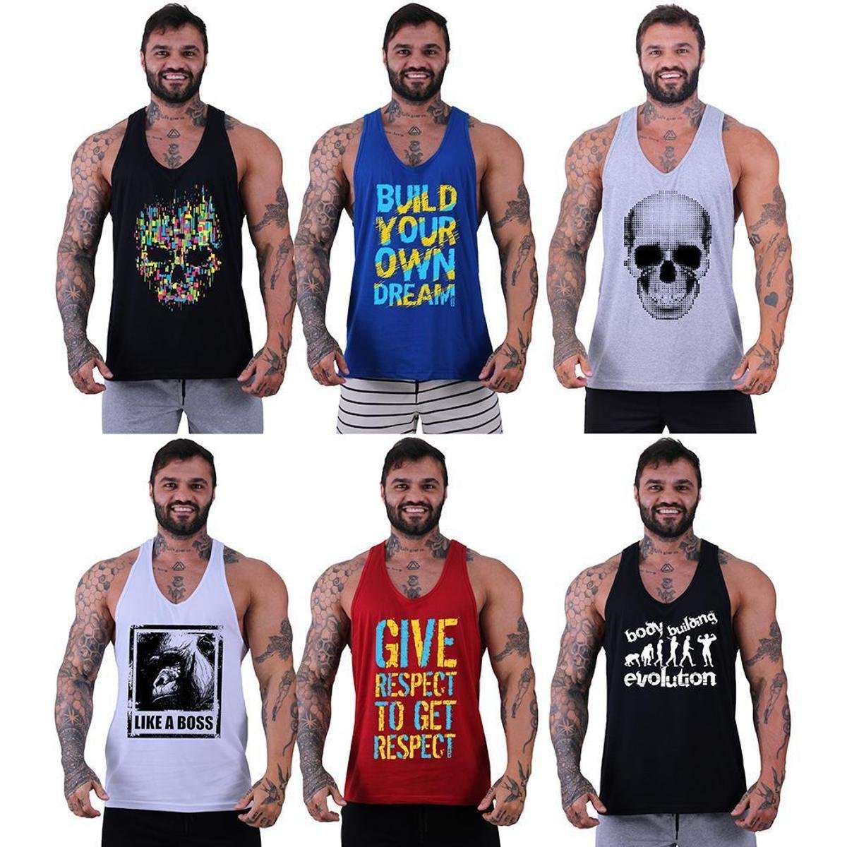 Kit 6 Regatas Cavadas Masculina MXD Conceito Academia Fitness Musculação Menor preço em Kit 6 Regatas Cavadas Masculina MXD Conceito Academia Fitness Musculação