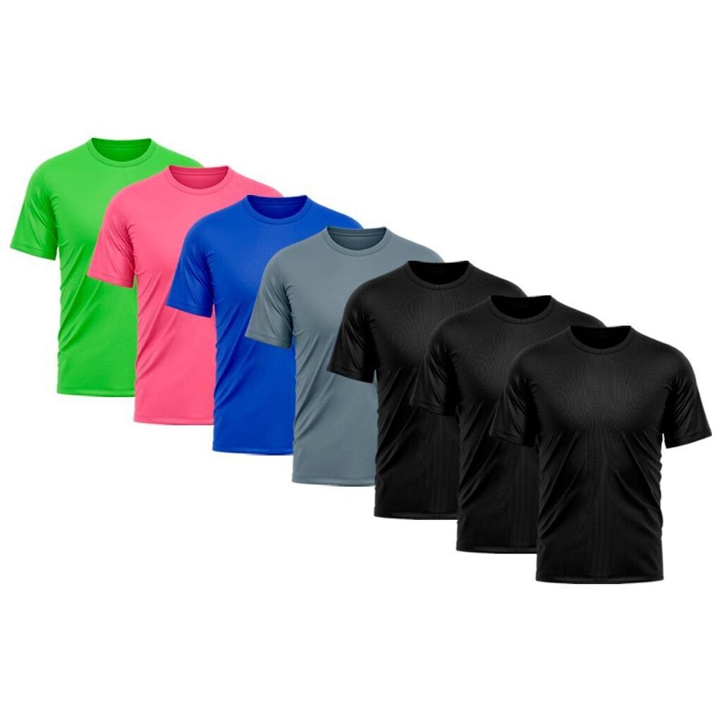Kit 7 Camiseta Masculina Dry Proteção Solar UV Básica Lisa Treino Academia Camisa Camisetas