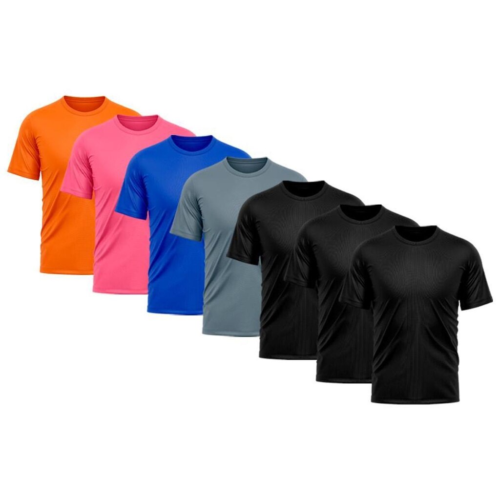 Kit 7 Camiseta Masculina Dry Proteção Solar UV Básica Lisa Treino Academia Camisa Camisetas