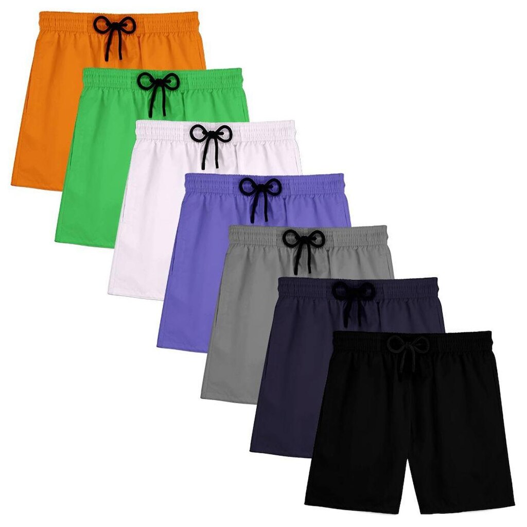 Kit 7 Short Masculino Praia Bermuda Tactel Mauricinho Verão Treino Academia Piscina Esporte Liso