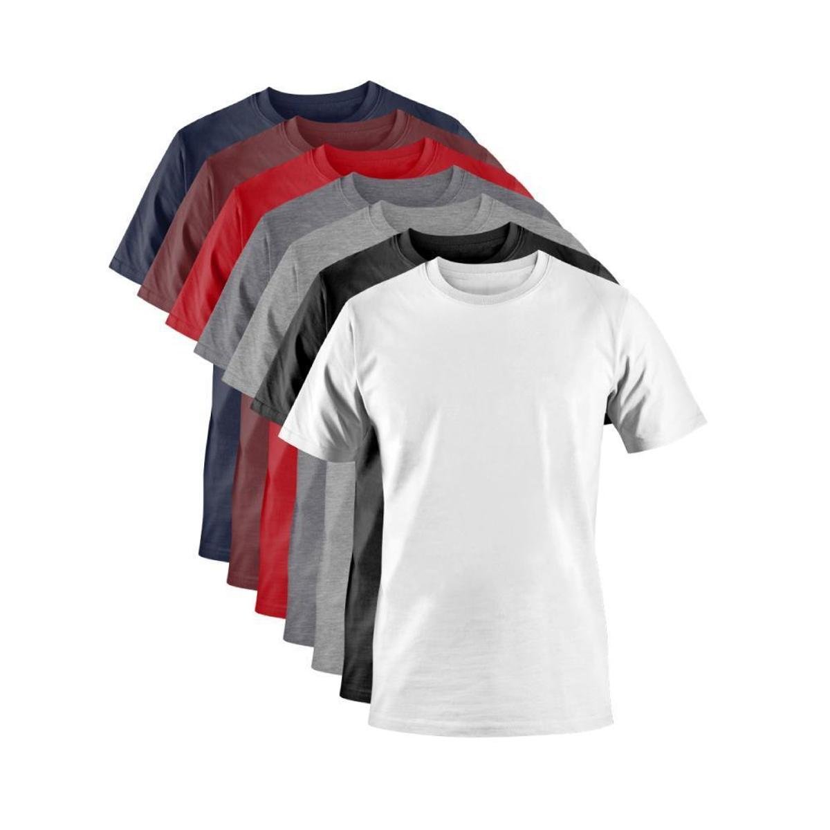 Kit 7x Camiseta Dez Dez Básicas Premium Masculina - Branco+Vermelho Menor preço em Kit 7x Camiseta Dez Dez Básicas Premium Masculina - Branco+Vermelho