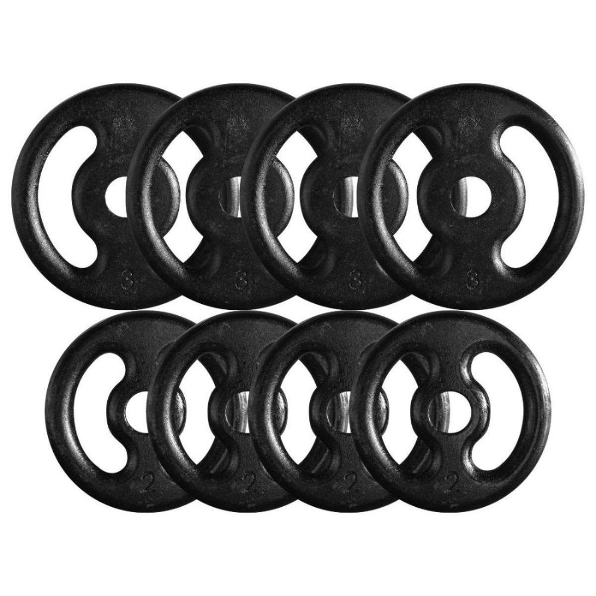 Kit 8 Anilhas Sebo de Ferro Fundido - 20 Kg Menor preço em Kit 8 Anilhas Sebo de Ferro Fundido - 20 Kg