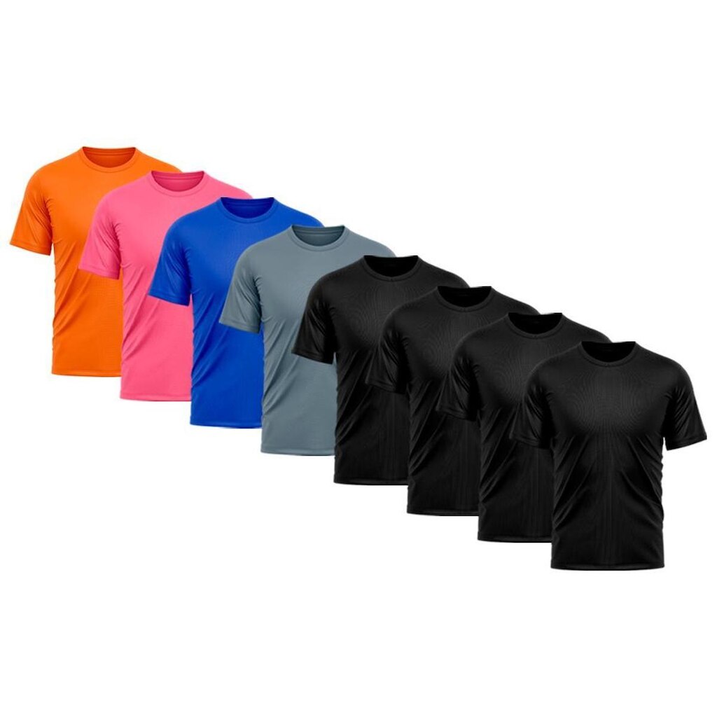 Kit 8 Camiseta Masculina Dry Proteção Solar UV Básica Lisa Treino Academia Camisa Camisetas