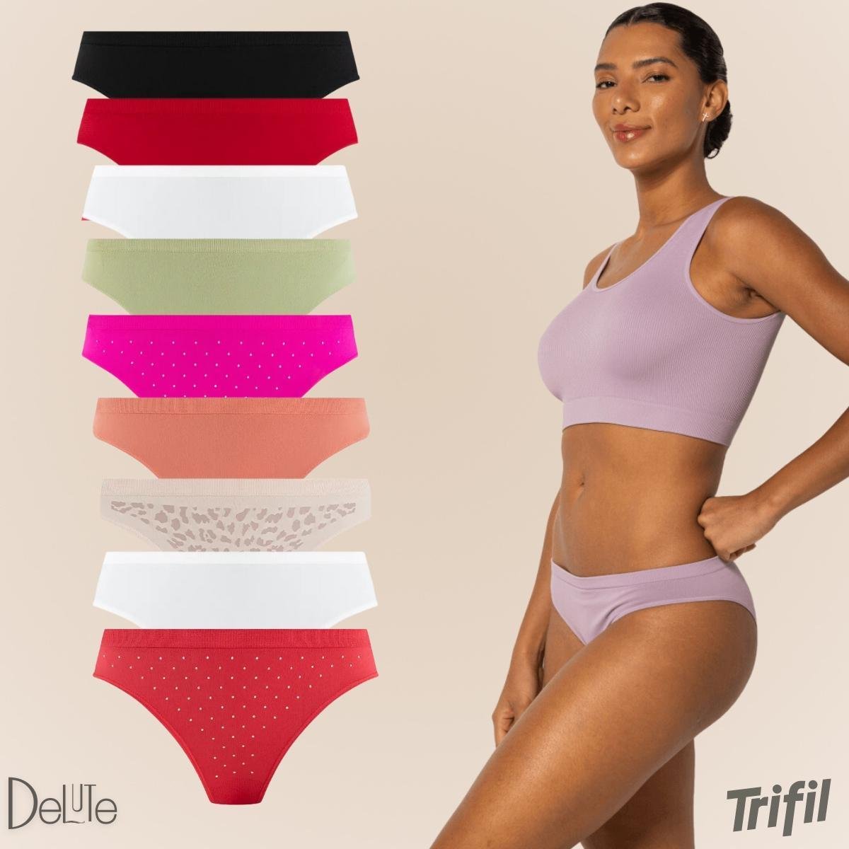 Kit 9 Calcinhas Trifil Tanga Cores Sortidas Sem Costura 4404 Menor preço em Kit 9 Calcinhas Trifil Tanga Cores Sortidas Sem Costura 4404