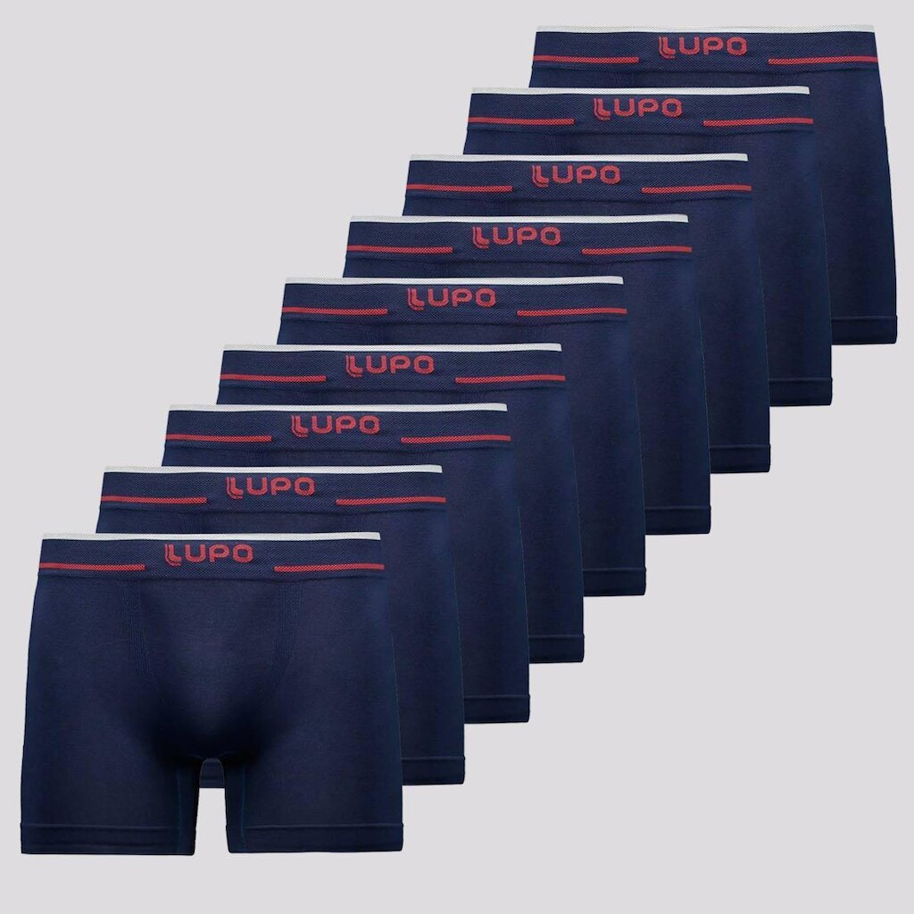 Kit 9 Cuecas Boxer Lupo Microfibra Sem Costura Mar