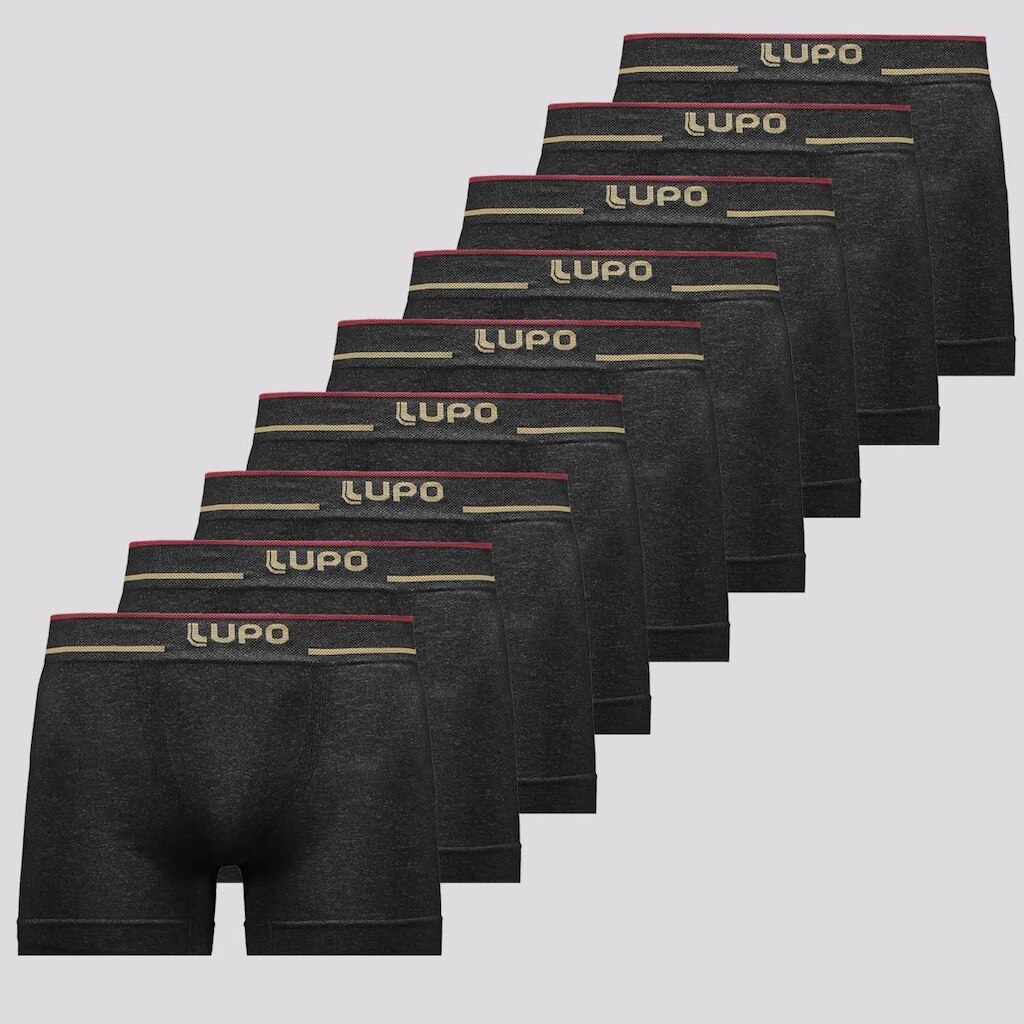 Kit 9 Cuecas Boxer Lupo Microfibra Sem Costura Pre
