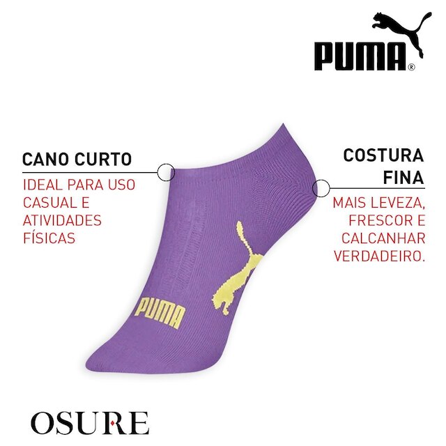 Kit 9 Pares Meias Puma Sapatilha Algodão Cano Baixo Meia Soquete Adulto Masculino Feminino Original