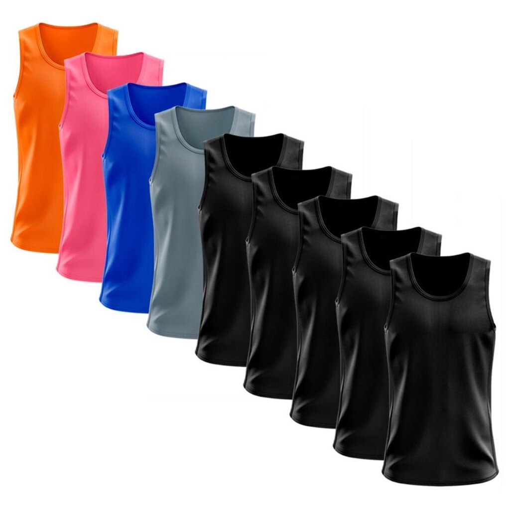 Kit 9 Regata Dry Lisa Básica Proteção Solar UV Térmica Camiseta Treino Academia Ciclismo Regatas
