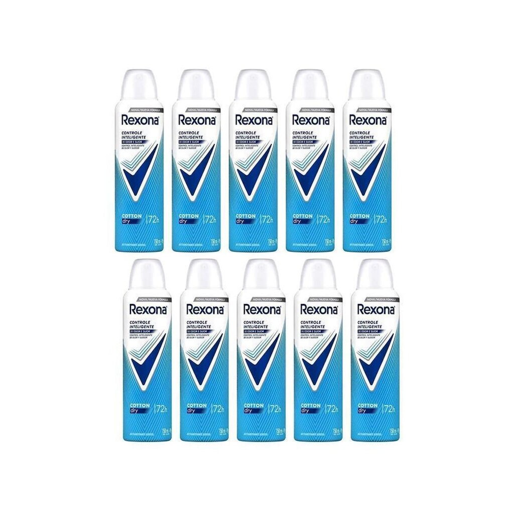 Kit Antitranspirante Aerossol Feminino Rexona Cotton Dry 72 horas 150ml 10 Unidades
