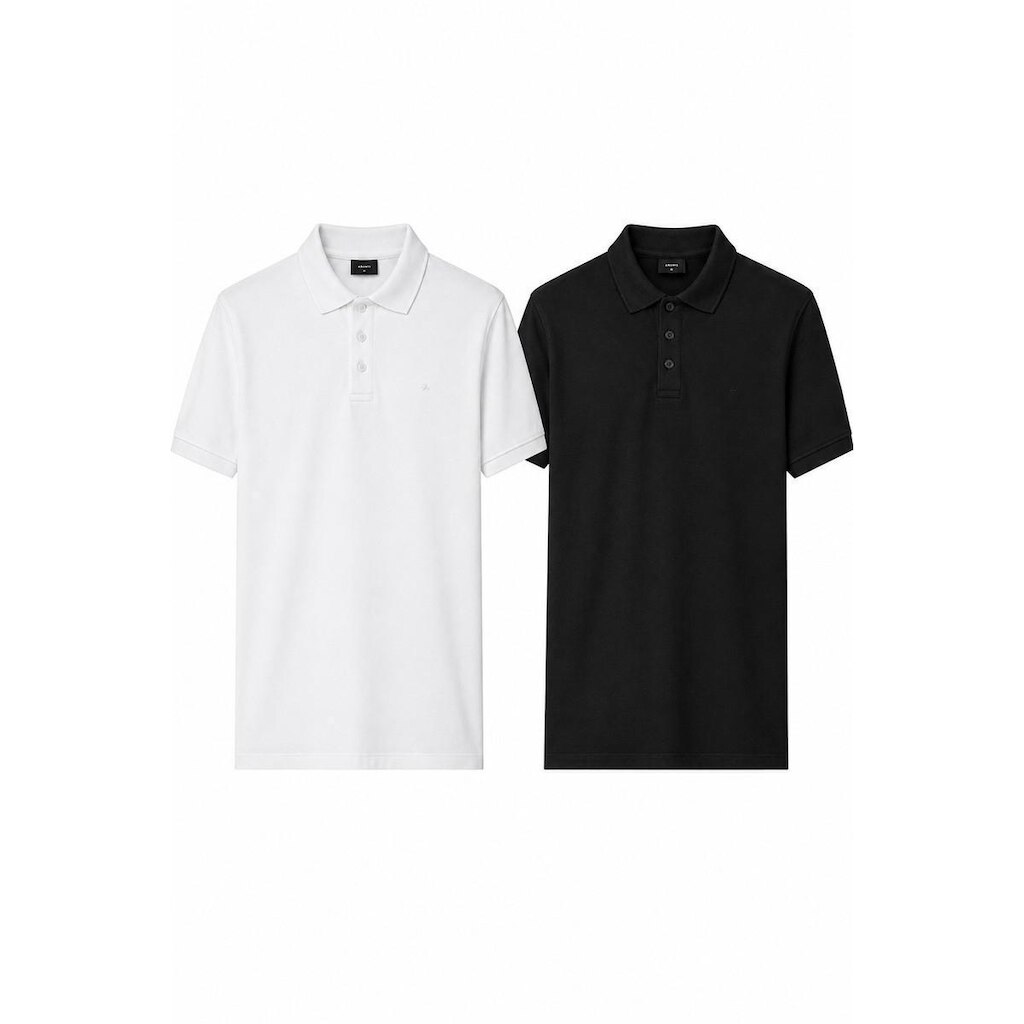 Kit Aramis 2 Camisas Polo Piquet Básico Preto e Branco