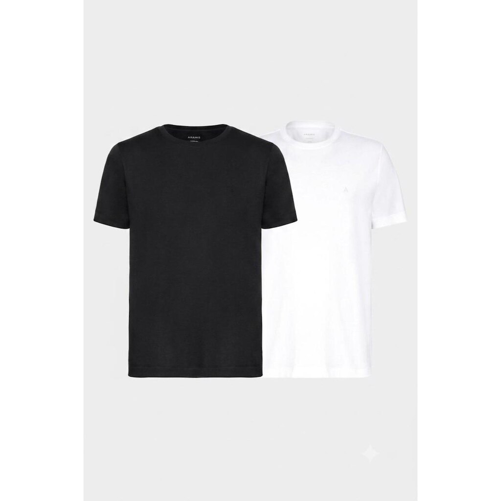 Kit Aramis 2 Camisetas Básica Algodão Preto e Branco