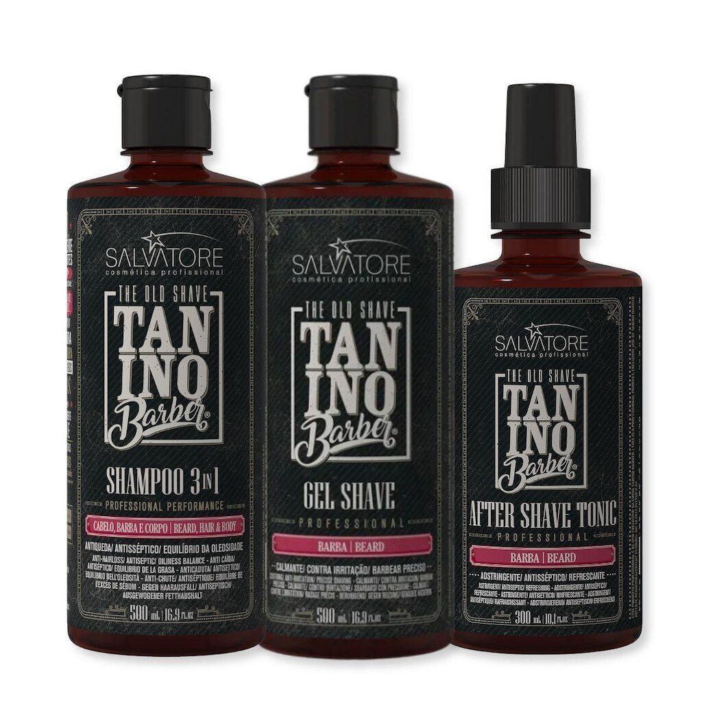 Kit Barber Salvatore Shampoo 3 em 1 Gel e Tônico Pós Barba