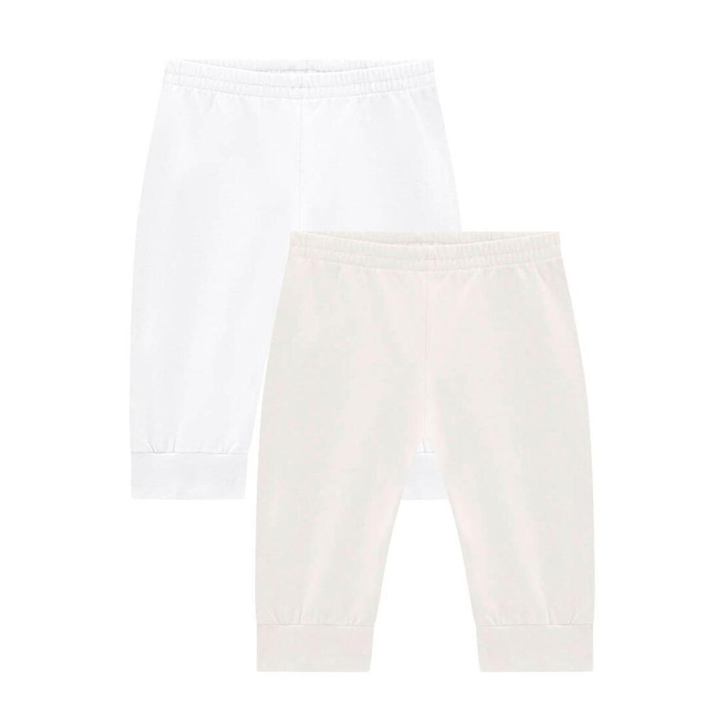 Kit Bebê Menino 2 Calças Branco/Off White Brandili