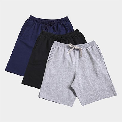 Kit Bermuda Básicos 3 Peças Masculina - Masculino