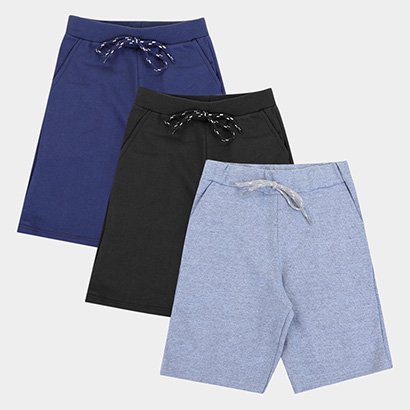 Kit Bermuda Infantil Candy Kids Moletinho Masculina 3 Peças - Masculino