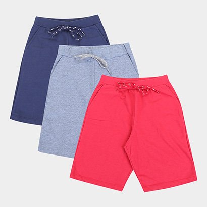Kit Bermuda Infantil Candy Kids Moletinho Masculina 3 Peças - Masculino
