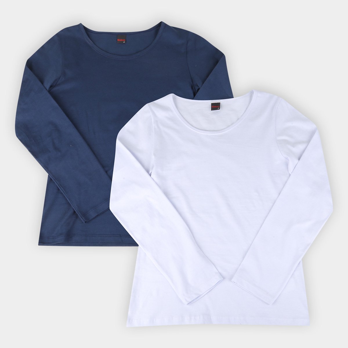 Kit Blusa Básicos Manga Longa C/ 2 Peças Feminina - Azul+Branco é ruim? Kit Blusa Básicos Manga Longa C/ 2 Peças Feminina - Azul+Branco é boa?