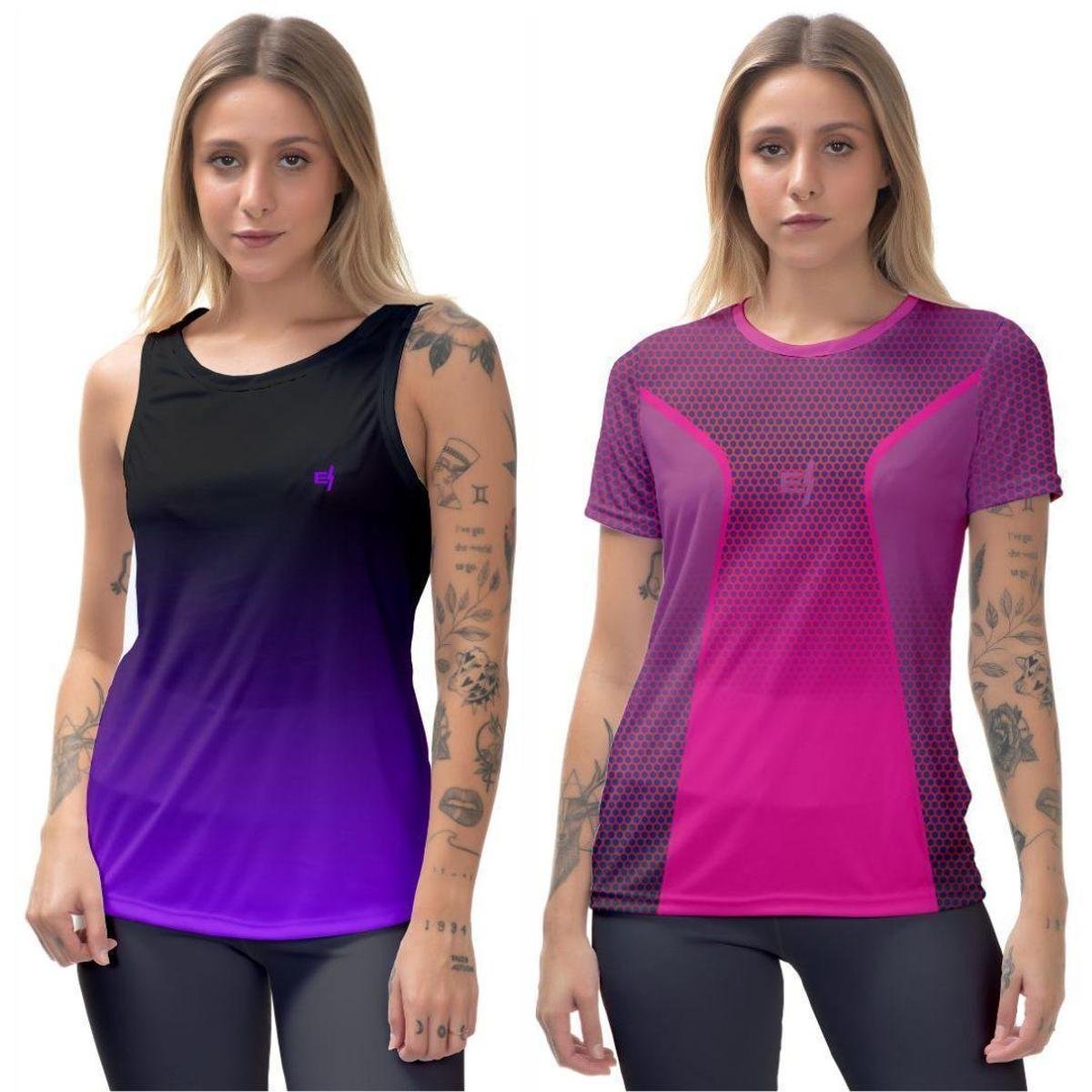 Kit Blusa Feminina Camiseta Academia Regata fitness Cavada Corrida Ciclismo Caminhada Menor preço em Kit Blusa Feminina Camiseta Academia Regata fitness Cavada Corrida Ciclismo Caminhada