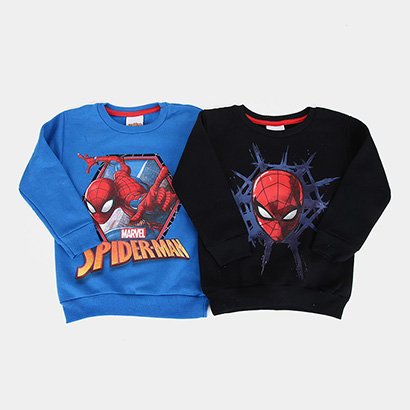 Kit Blusa Moletom Infantil Marvel Spider Man - 2 Peças - Masculino