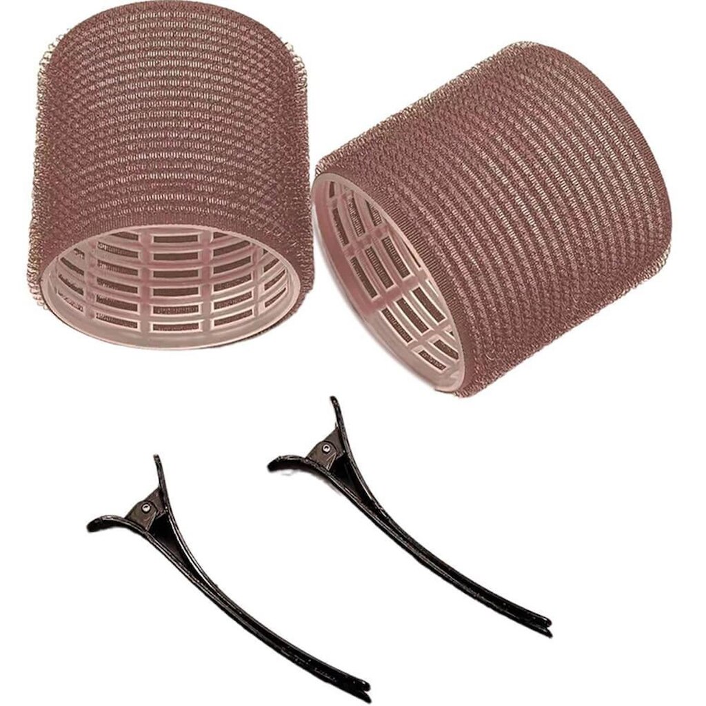 Kit Bobes de Cabelo com Adesivo e Grampo Marrom (2 Peças)